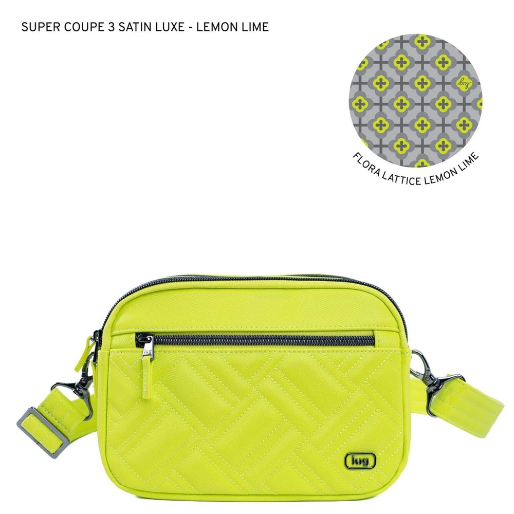 Lug Super Coupe 3 Satin Luxe Convertible Crossbody Bag NWT Lemon Lime